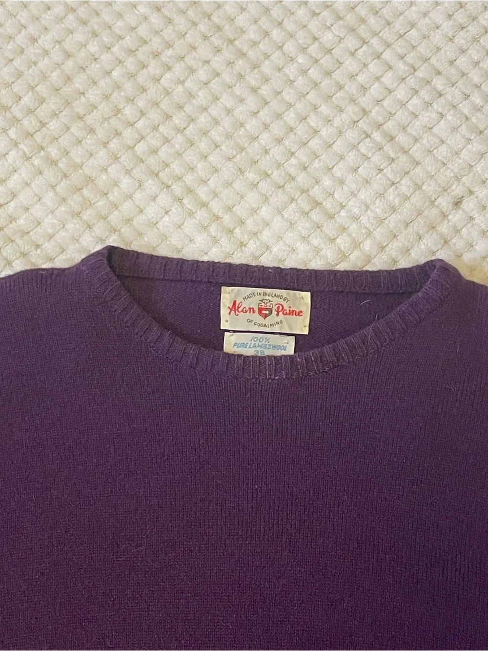 Alan Paine Vintage Men's Crewneck Sweater in Deep Purple medium Pebble Beach